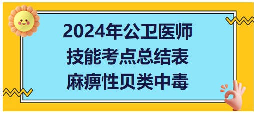 麻痹性贝类中毒-2024公卫医师实践技能考试考点总结表